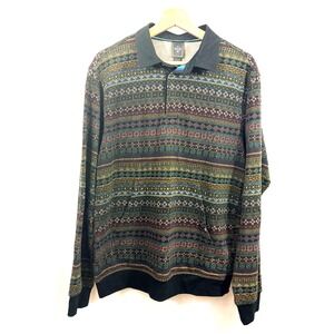 Houston White Men's Fleece Collar Colorful Print Sweatshirt, Pocket, Size M